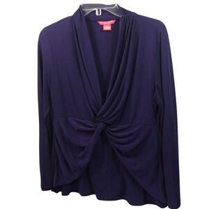 Sunny‎ Leigh Purple Long Sleeve Twist Front Top Blouse
